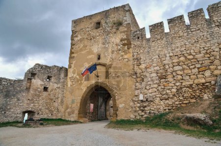 Photo for Spissky Hrad, Slovakia - August 18, 2015: Entrance to the castle ruins Spissky Hrad, Slovakia. - Royalty Free Image