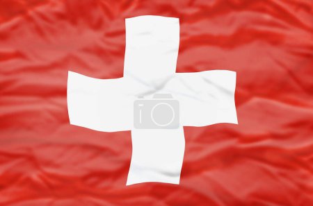 Photo for Switzerland flag on a wavy background. Wavy flag of Switzerland fills the frame. - Royalty Free Image