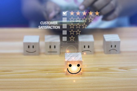 Photo for Users rate their service experience on the online application for a customer satisfaction survey concept. - Royalty Free Image