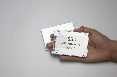 SSD disk drive placed on white background, high speed SSD, SSD sata port