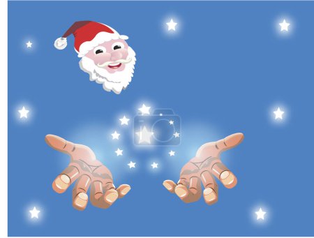Photo for Santa Claus with magic giving gifts from his own hand . - Royalty Free Image