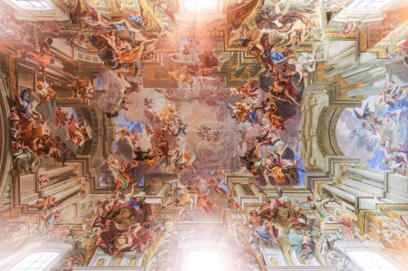 Photo for Rome, Italy, august 9, 2008: Vault of the baroque church of Saint Ignatius of Loyola. Apotheosis of Saint Ignatius. Father Andrea Pozzo - Royalty Free Image