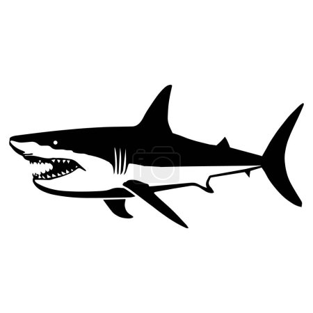 Illustration for Illustration of angry shark in drawing stencil style. Vector. - Royalty Free Image