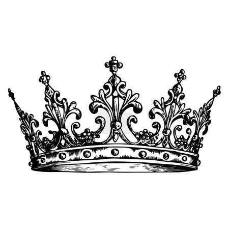 Illustration for Illustration of a crown in black and white style. Vector. - Royalty Free Image