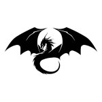 Illustration of dragon in drawing stencil style. Vector.