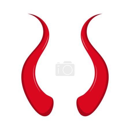 Ilustración de cuernos largos y rojos del diablo.