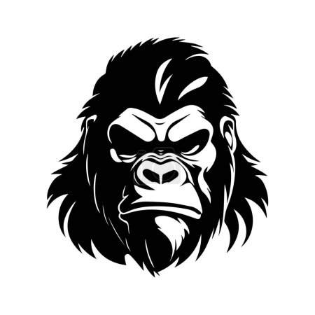 Black and white illustration of a gorilla. Vector.