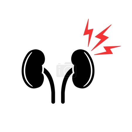 Kidney pain related icon in flat style. Vector.