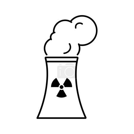 Nuclear power plant with radiation sign icon. Vector.
