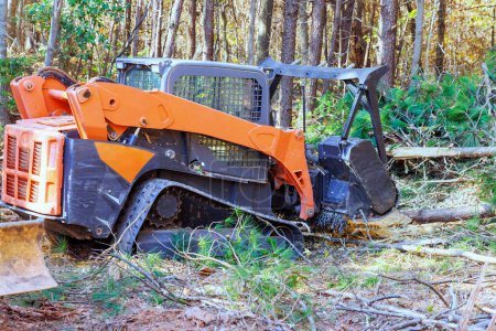 Forstmulcher wird von Auftragnehmer für allgemeine Reinigung im Wald verwendet
