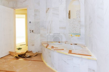 Photo for Interior design for a renovation bathroom with a bathtub for the new home - Royalty Free Image