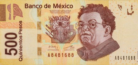 Foto de México Billete de 500 pesos Billete de primer plano Billetes de dinero mexicano Efectivo Vista frontal - Imagen libre de derechos
