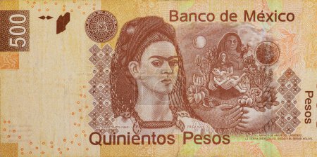 Foto de México Billete de 500 pesos Billete de primer plano Billetes de dinero mexicanos Efectivo Vista trasera - Imagen libre de derechos