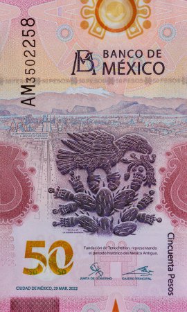Foto de Billetes denominados en México cincuenta pesos vista frontal del dinero nacional - Imagen libre de derechos
