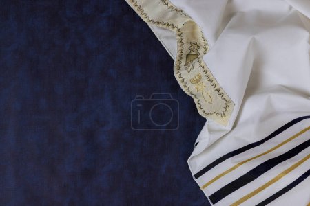 Photo for In Hebrew Orthodox holidays, symbols are prayer shawl tallit, prayer time - Royalty Free Image
