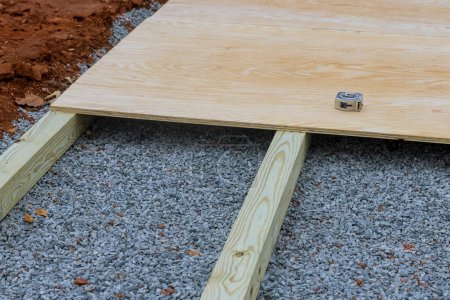 Creating wooden platform for installation of storage shed