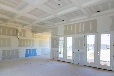 Walls of new home constructed with gypsum plaster are ready for painting