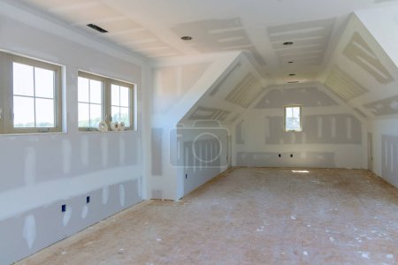 Plastering of drywall has been completed house is ready for painting