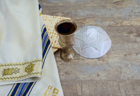 Kosher wine cup matzah flatbread bread essential for passover Jewish Pesach attributes