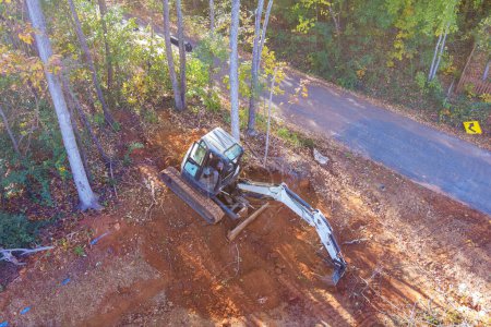 Tractors uproot trees as part of construction process