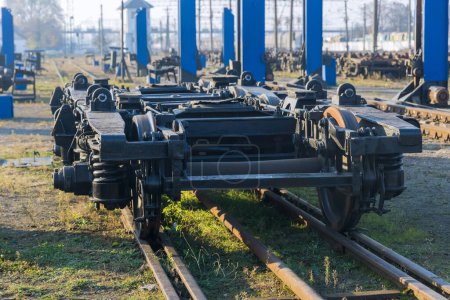 Railway junction was occupied by railway car wheelsets while they were waiting for repairs