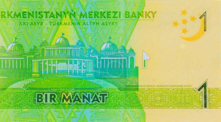 Central Bank of Turkmenistan national money bir manat banknote back view