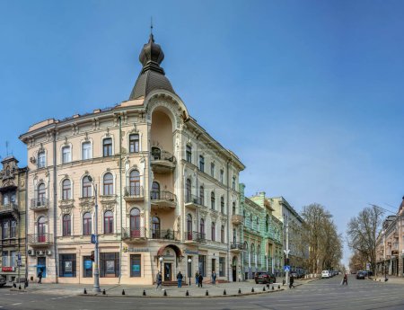 Photo for Odessa, Ukraine 22.03.2023. Historic apartment building in the center of Odessa, Ukraine, on a sunny spring day - Royalty Free Image