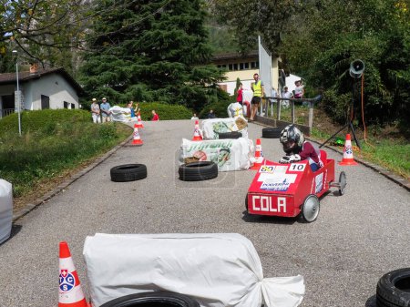 Photo for Avegno, Switzerland - september 22, 2018: Swiss championship Soap Box racing - Royalty Free Image
