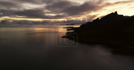Dusks Delight: Serene Twilight over Lofoten Waters. High quality 4k footage