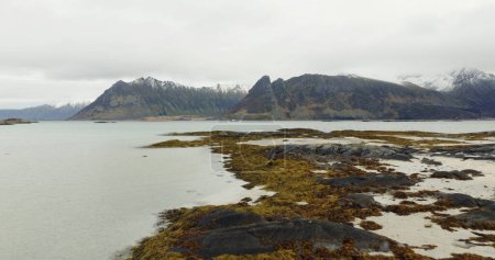 Lofoten Islands Aerial Majesty: Captivating Drone Footage of Norways Coastal Scenery. High quality 4k footage