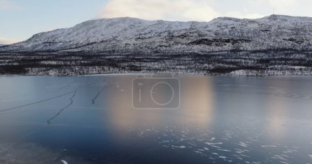 Whispering Winter: Aerial View of Norways Frosty Fjord. High quality 4k footage