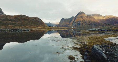 Tranquil Reflections: Lofotens Naturspiegel. Hochwertiges 4k Filmmaterial