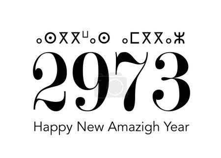Illustration for Happy amazigh new year 2973, Tifinagh Alphabet, Amazigh text vector, berber letter, - Royalty Free Image