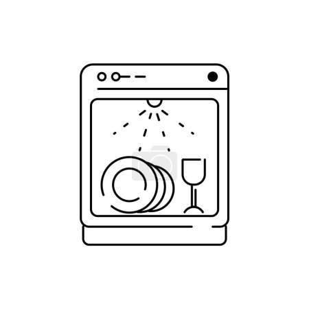 Dishwasher icon. Linear style.