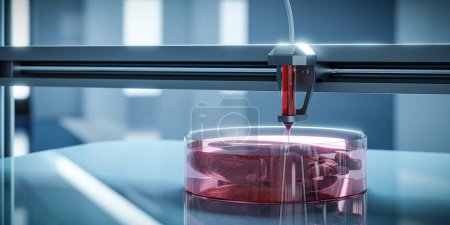 Foto de Bioprint 3d - el concepto de órganos de impresión para trasplantes en impresoras 3d. el futuro del trasplante, 3d render. - Imagen libre de derechos