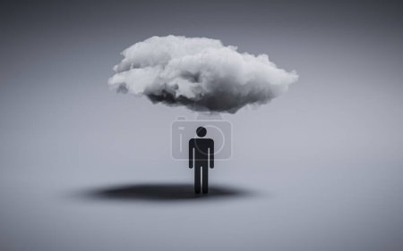 Photo for The dark cloud hanging over someone. Symbol of bad luck. 3d illustration - Royalty Free Image