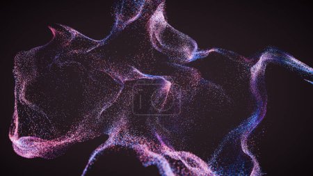 Photo for Shifting dust with a pink and blue hue moves due to the blowing wind. Abstract background with a galactic, starry atmosphere - Royalty Free Image