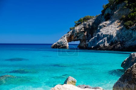 Photo for Cala Goloritze, an azure beach located in the town of Baunei, in the southern part of the Gulf of Orosei, in the Ogliastra region of Sardinia. - Royalty Free Image
