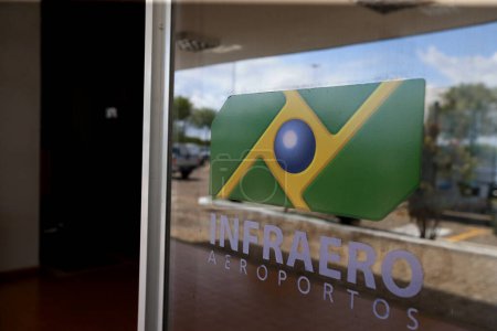 Photo for Aulo afonso, bahia, brazil - november 29, 2022: Infraero company logo seen at Paulo Afonso airport. - Royalty Free Image