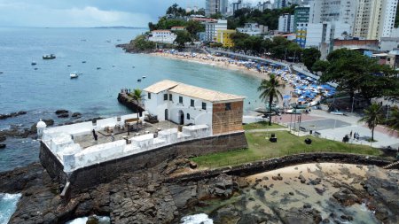Photo for Salvador, bahia, brazil - november 20, 2022: view of the fort of Santa Maria on the beach at Porto da Barra in the city of Salvador. - Royalty Free Image