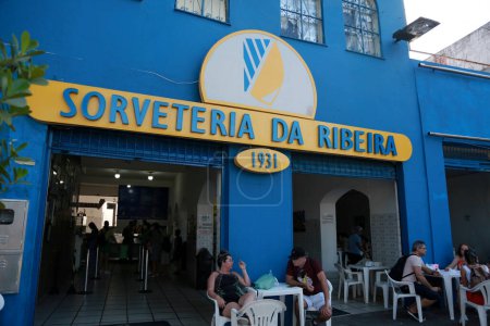 Photo for Salvador, bahia, brazil - december 13, 2022: view of the ice cream shop in the Ribeira neighborhood in the city of Salvador. - Royalty Free Image