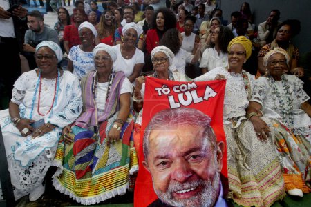 Photo for Salvador, bahia, brazil - may 11, 2023: sympathizers of President Luiz Inacio Lula da Silva participate in an event in the city of Salvador. - Royalty Free Image