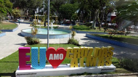 Photo for Cruz das alma, bahia, brazil - july 17, 2023: View of a public square in the city of Cruz das Almas. - Royalty Free Image