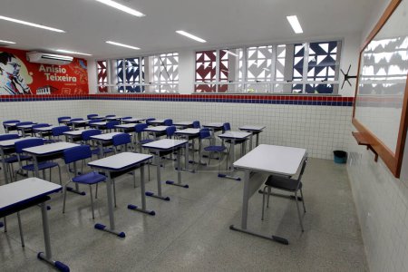 Photo for Boninal, bahia, brazil - april 29, 2023: view of a full-time state school classroom in Bahia. - Royalty Free Image