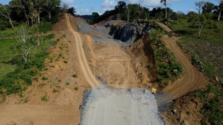 Photo for Ilheus, bahia, brazil - october 6, 2023: construction life of highway BA 649 in the municipality of Ilheus in southern Bahia. - Royalty Free Image