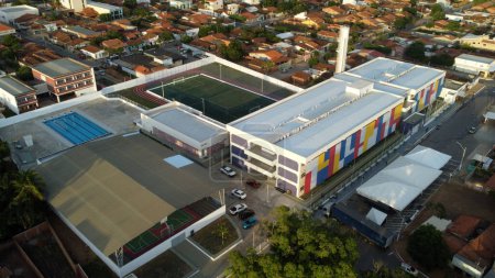 Photo for Formosa do rio preto, bahia, brazil - december 8, 2023: aerial view of a full-time public school in the city of Formosa do Rio Preto. - Royalty Free Image