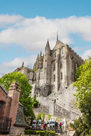 Le Mont Saint-Michel, France -May 13th 2021: view of the cathedral Le Mont Saint-Michel
