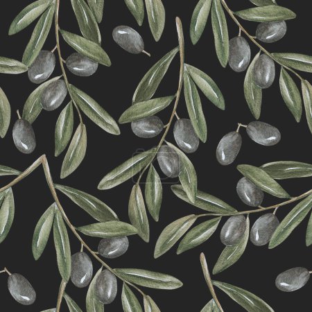 Téléchargez les photos : Illustration of stylish seamless pattern with branches of olives - en image libre de droit