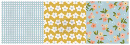 Photo for Set of stylish seamless patterns with flowers, vector illustration - Royalty Free Image