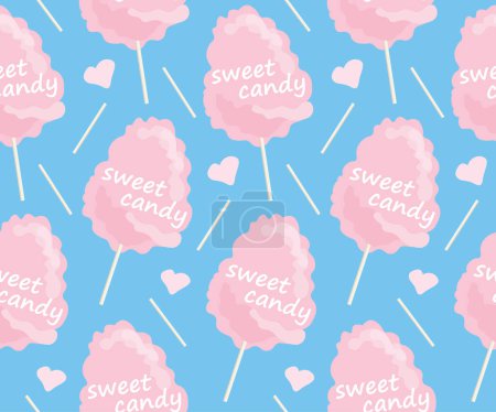 Illustration for Illustration of stylish seamless pattern with cotton candies - Royalty Free Image
